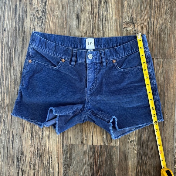 GAP Corduroy Shorts Women’s 4 Ocean Blue Frayed Hem Mid Rise Stretch 3.5” Inseam - Picture 3 of 12